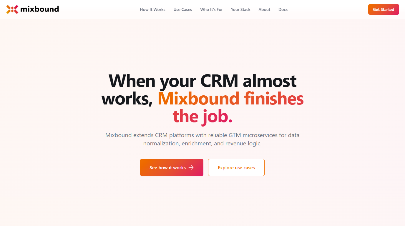 Mixbound CRM microservices dashboard